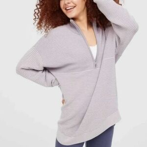 Offline by‎ Aerie Home Stretch Textured Tonal Striped Quarter Zip Sweatshirt xs